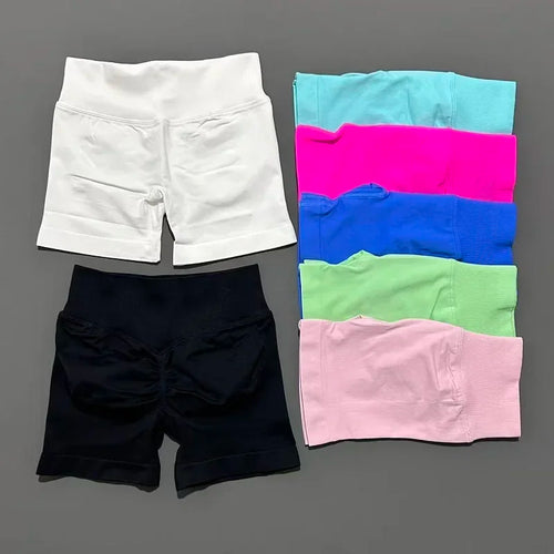 HISTELLO Sports Shorts 4.5" Women Yoga Shorts Seamless Low Waist Scrunch Bum Gym Leggings Workout Stretch Fitness Sports Shorts
